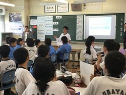 教室での話し合い発表