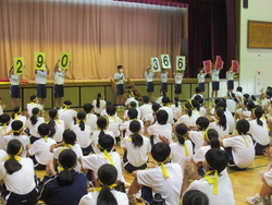 閉会式の練習での総合成績発表の写真