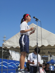 体育祭実行委員長が話している写真