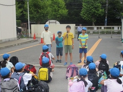 無事、学校に戻り、到着のつどいです。